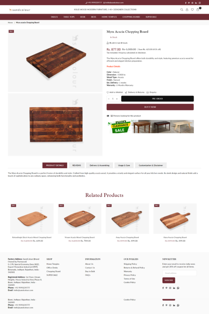 3. SandColour - Product Page