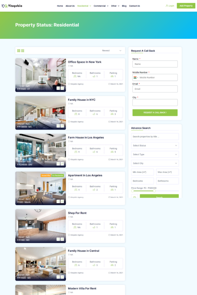 3. Vizqubic - All Property Page