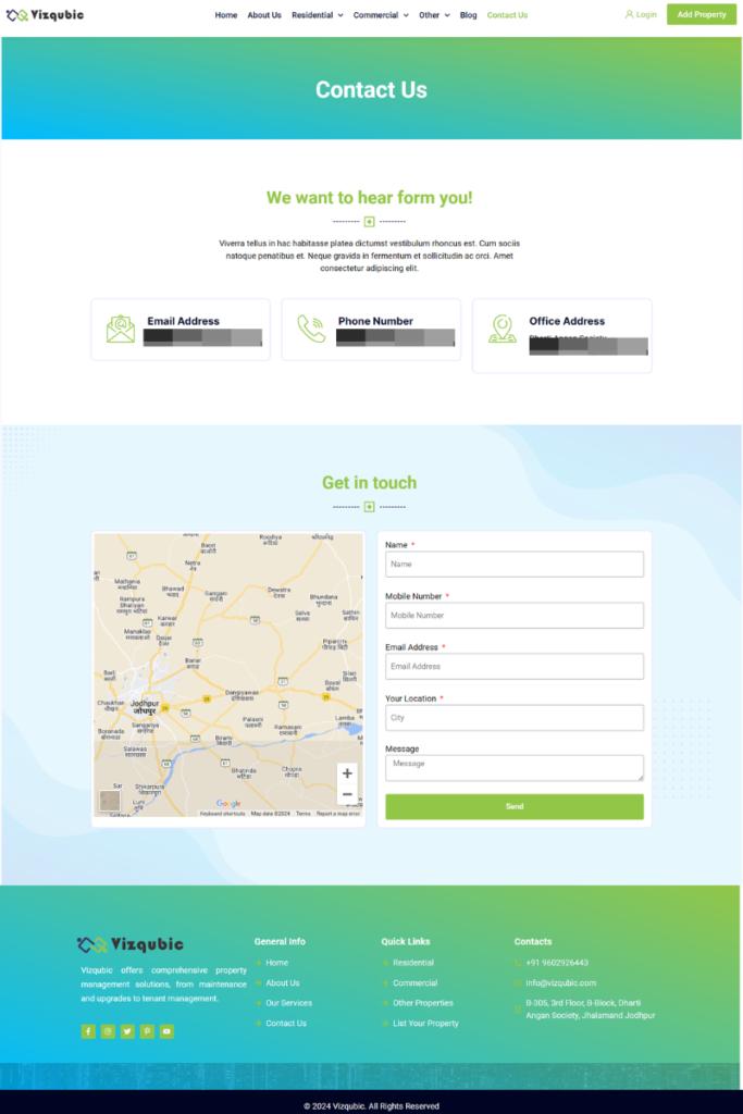 5. Vizqubic - Contact Us Page