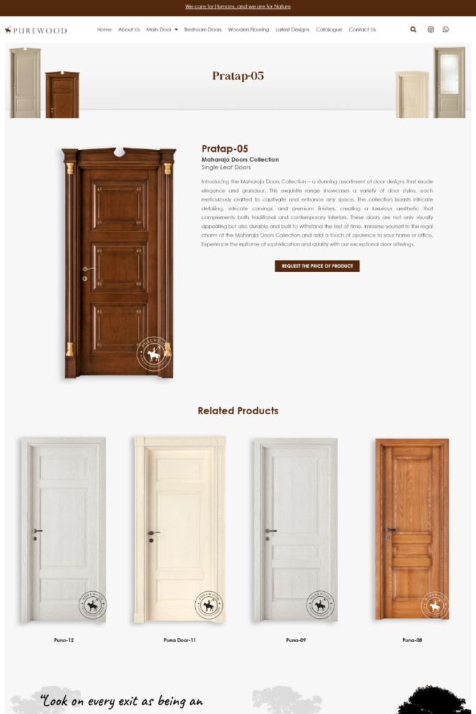 6. Purewood Doors - Product Page